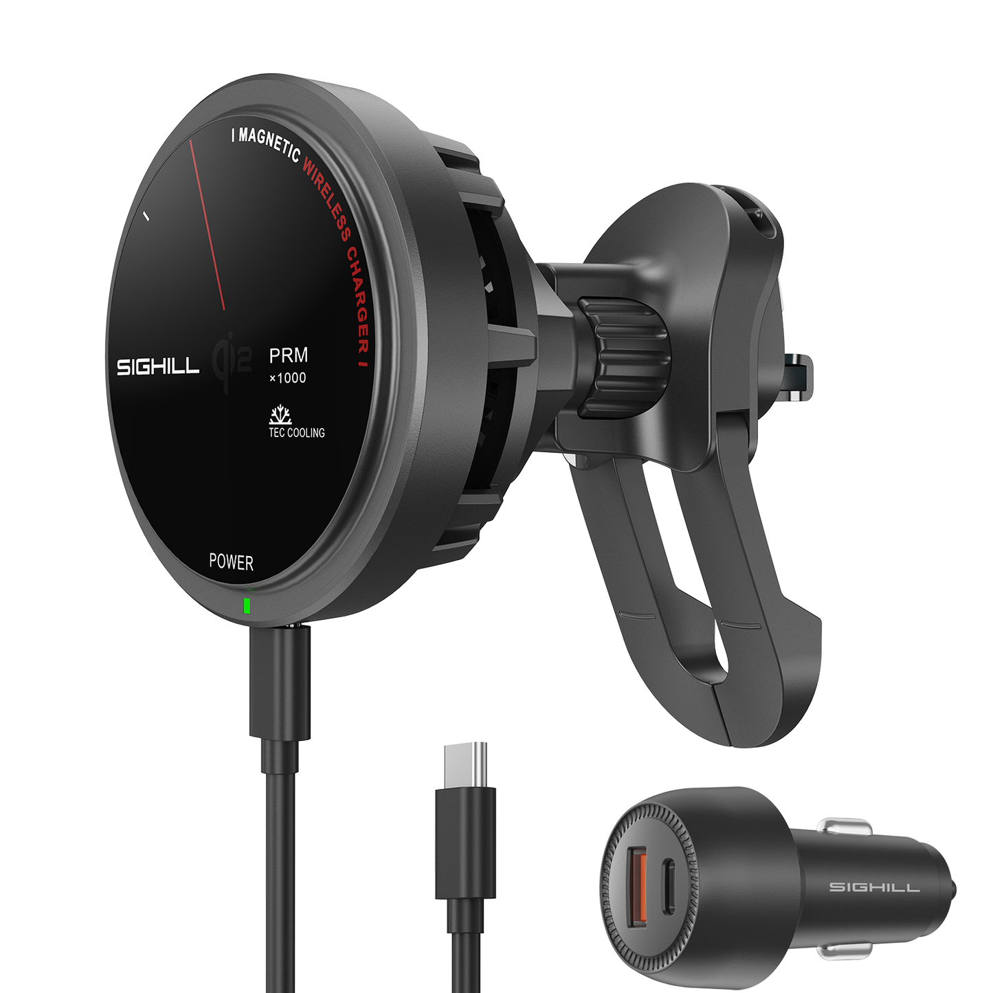 MAGNETIC WIRELESS CAR CHARGER WITH Qi2 15W TEC COOLING