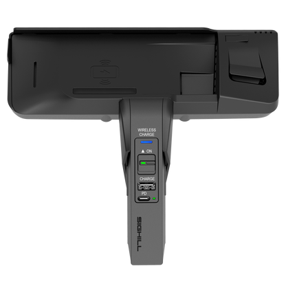 SIGHILL DOCK M4 wireless charger custom vehicle unit mounted in a car interior for convenient phone charging on the go