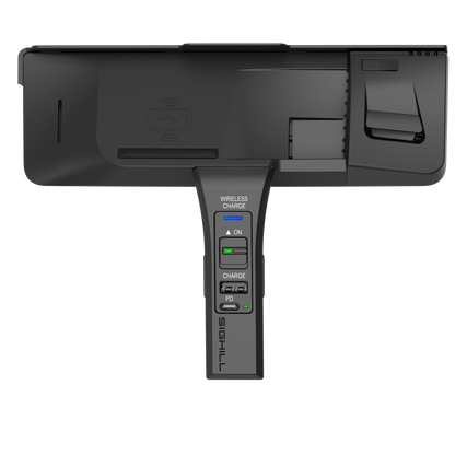 SIGHILL DOCK X5F wireless charger for custom vehicle, mounted in car interior with charging pad and sleek design