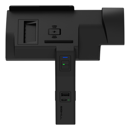 SIGHILL DOCK X3G wireless vehicle charger mounted in a custom car, showcasing sleek design and charging port integration.