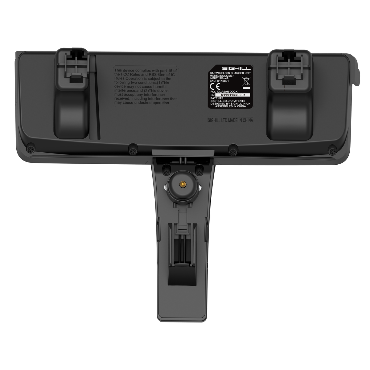 SIGHILL DOCK M2-F wireless charger custom vehicle unit mounted in a car interior for convenient device charging
