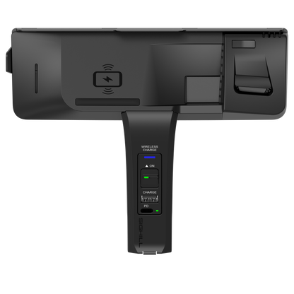 SIGHILL DOCK M2CS wireless charger custom vehicle unit mounted in a car dashboard, featuring sleek design and charging port.